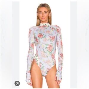 Free People HAH Gloves Off 1 Piece Blue Floral Size XS